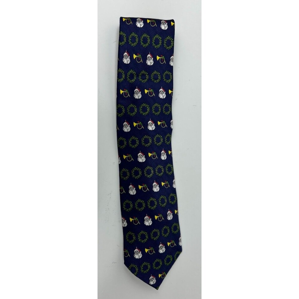 SANTA CLAUS TIE BY CAPE COD NECKWEAR- SILK BLEND- CLASSIC SANTAS ON NAVY BLUE